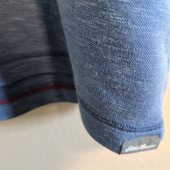 Eddie Bauer Men's XL Blue Heathered Active Fit Short Sleeve Polo Shirt - Picture 5 of 7